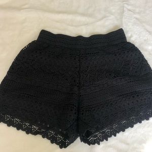 Lined Black Crochet Shorts